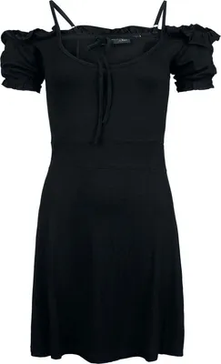 Produktbild von Gothicana by EMP Damen schwarzes kurzes Kleid mit Spitze an der Schulter S