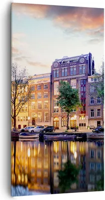 Produktbild von Bild auf Leinwand - Leinwandbild - Holland Kanal - 65x120cm - Wand Bild - Wanddeko - Wandbilder - Leinwanddruck - Bilder - Kunstdruck - Wanddekoration - Leinwand bilder - Wandkunst - PA65x120-4068