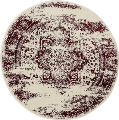 Produktbild von benuta Vintage Teppich Wohnzimmer Suki Creme/Rot ø 160 cm rund Wohnzimmerteppich Schlafzimmer weich orientalisch