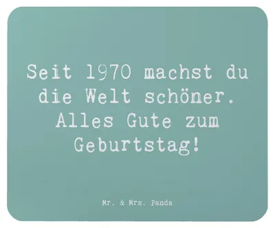 Produktbild von Mr. & Mrs. Panda Mouse Pad Spruch 1970 Geburtstag - Meeresbrise - Geschenk, Mauspad, Geburtstagsgeschenk, Happy Birthday, persönlicher, laptop, Freunde und Familie, Alter