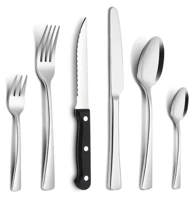 Immagine prodotto di Omgoods - Set di posate da 36 pezzi per 6 persone - Set in acciaio inossidabile con coltelli da bistecca
