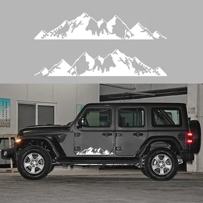 Obrázek produktu pro Sada dvou samolepek na auto, "Schneebirge", bílá, vyrobené z vinylu, vhodné pro SUV, nákladní automobily, terénní vozidla, univerzální, rozměr 39 palců