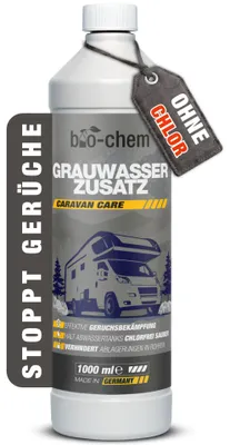 Produktbild von bio-chem Grauwassertank-Zusatz - 1000 ml Konzentrat - Tank-Reiniger für Schmutzwasser-, Grauwasser- und Abwasser-Tank von Wohnmobil, Wohnwagen -  DE