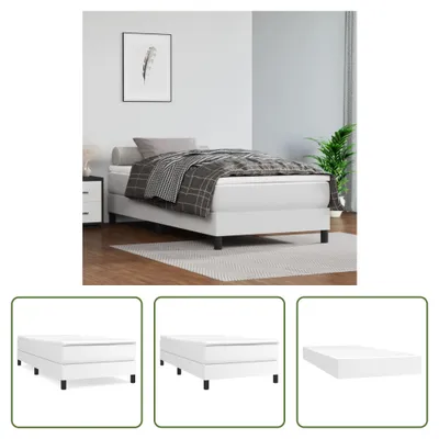 Produktbild von The Living Store Boxspringbett mit Matratze Weiß 90x190 cm Kunstleder