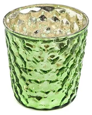 24er Set Teelichthalter Kürbis Quecksilberglas Grün 7 cm