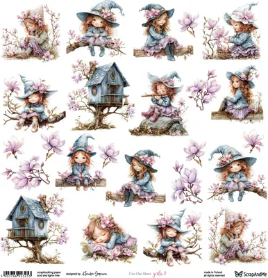 Image de Papier scrapbooking 30x30 - ScrapAndMe - Girls 2 - feuille découpée