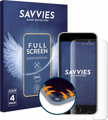 Produktbild von 4x Savvies Fullscreen Schutzfolie für Apple iPhone SE 3 2022 Displayschutz Folie Fullcover Klar Transparent