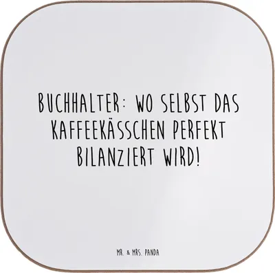 Produktbild von Mr. & Mrs. Panda Untersetzer für Gläser Spruch Buchhalter Balance - Weiß - Geschenk, Genauigkeit, Berufsprodukte, Geschenke mit Herz, Beruf, Rechnungswesen, Coaster