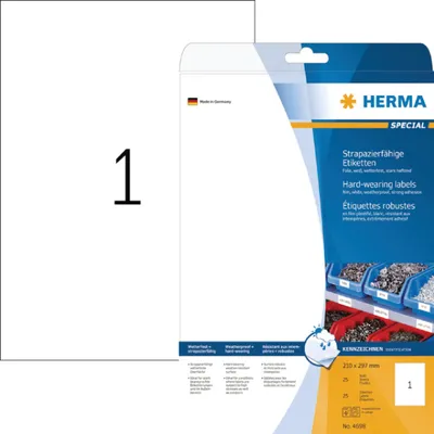 Obrázek produktu pro HERMA 4698, Bílá, Samolepicí štítek, A4, Laser, Permanentní, Matný
