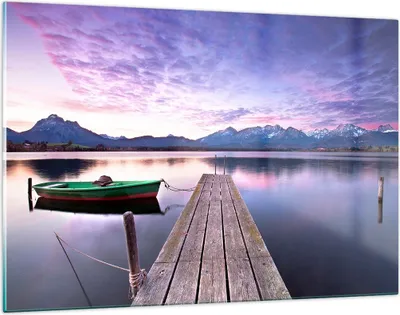 Produktbild von Bilder auf glas - See Berge Wasser - 120x80cm - Glasbilder - Wandbilder - Kunstdruck - zum Aufhängen bereit - Wanddekoration aus Glas - Glas Bilder - Wandbild auf Glas - Einteilig - GAA120x80-3671
