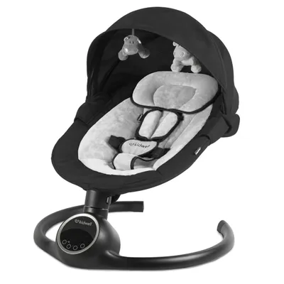 Produktbild von Kidwell REVE Elektrische Babywippe & Babyschaukel – Schaukel mit App-Steuerung, Bluetooth, Timer, Spielbogen & Moskitonetz (Black/Silver)