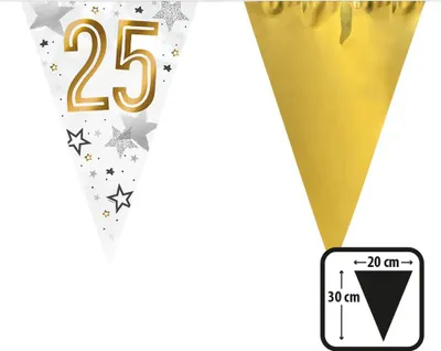 Produktbild von "Happy Birthday" Wimpelkette 30x20cm, 6m | Gold #25
