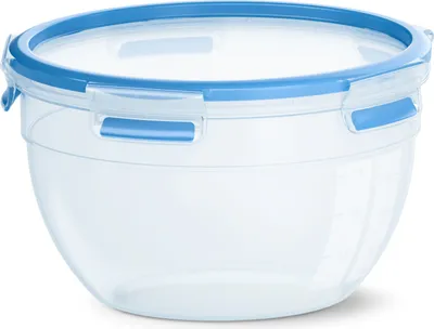 Produktbild von Emsa CLIP & CLOSE Frischhaltedose, Aufbewahrungsdose, Dose, Rund, Kunststoff, Transparent/Blau, 2.6 L, N1011400