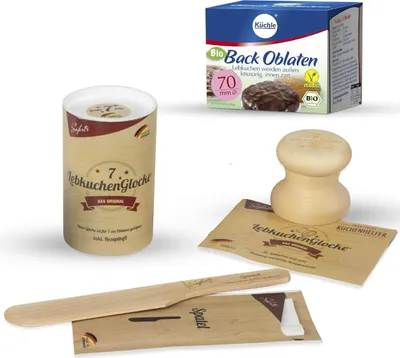 Zdjęcie produktu dla Piernikowy dzwonek | zestaw do pieczenia premium 7 cm | w tym szpatułka i wafle | idealna forma do pierników, również do robienia makaroników