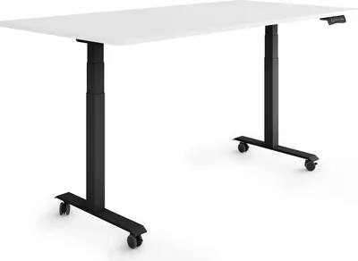 Produktbild von ESMART Germany EZX-132BW 160x80cm Weiß Ergonomischer Steh-Sitz-Schreibtisch auf Rollen Stufenlos elektrisch höhenverstellbar 65,5-130,5 cm 3 x Memory USB Ladeport Aktivitätserinnerung