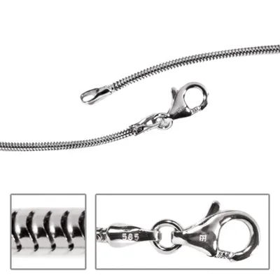 Produktbild von JOBO Schlangenkette 585 Weißgold 1,4 mm 45 cm Gold Kette Halskette Karabiner