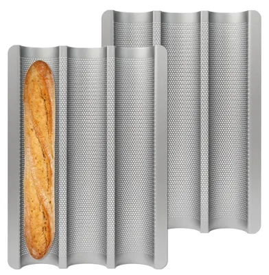 Baguetteform 2er Set, antihaftbeschichtet, 38x27 cm, für 3 Baguettes