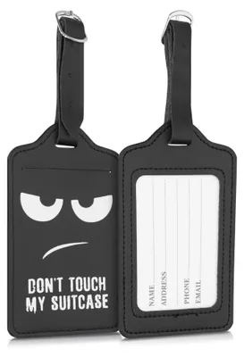 Produktbild von kwmobile 2x Kofferanhänger Adressanhänger Koffer Tag - Namensschild Schulranzen Gepäck Anhänger - Reise Gepäckanhänger Don't touch my Suitcase Weiß