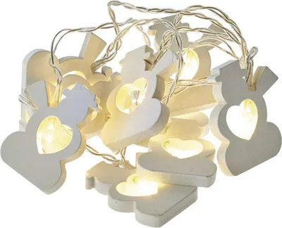 Produktbild von Weihnachtskette SCHNEEMANN aus Holz, 1,35 m, 10 LEDs, warmweiß, Timer