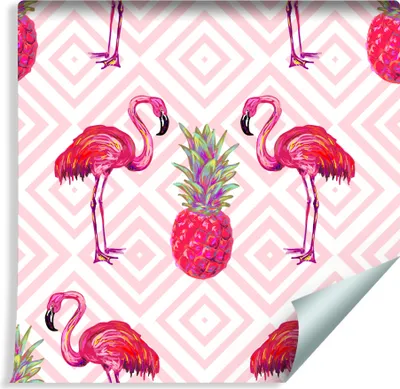 Produktbild von 10m VLIES TAPETE Rolle Troppen Rosa Flamingos Ananas XXL