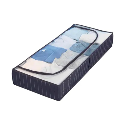 Produktbild von Unterbettkommode mit Sichtfenster Blau 105 x 15 x 45 cm Unterbett-Aufbewahrungstasche