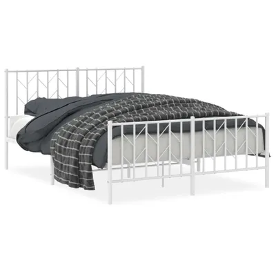 Obrázek produktu pro Rám postele s čelem a podnožkou kovový bílý 135x190 cm