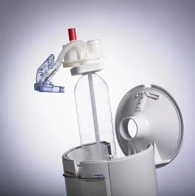 Produktbild von Wasserspender FMAX Serie mit Heißwasserfunktion, Becherspender, Rollen und Einwegsystem, 145 cm hoch