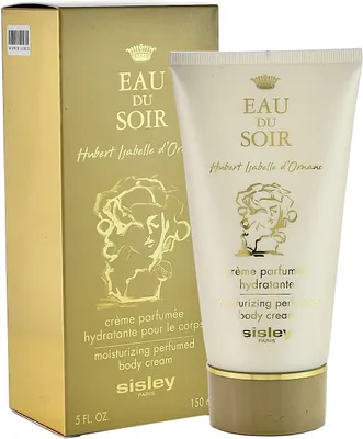 A box and tube of Sisley EAU DU SOIR body cream against a white background.
