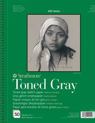 Zdjęcie produktu dla Strathmore Serie 400 Toned Gray Sketch Pad Szkicownik 50 31 x 23 cm 118 g