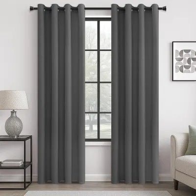 Image de Solidchoice - Rideaux occultants gris anthracite - Lot de 2 panneaux de 140 x 224 cm (55 x 88 pouces)