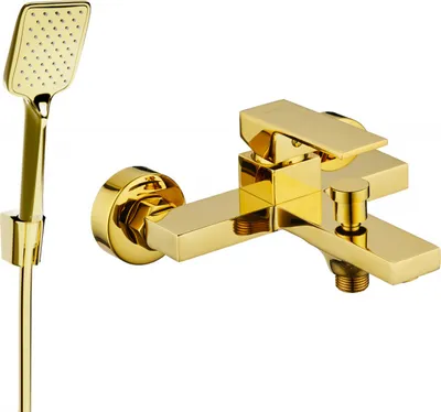 Produktbild von Mexen Uno R62 Wannenbatterie mit Brausegarnitur, Gold - 7143R62-50