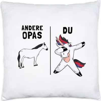 Produktbild von Andere Opas Du Kissen Inkl. Füllung Einhorn Pferd Dankeschön Geschenkidee Lustig Humor