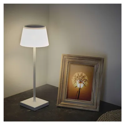 LED stolní lampa KATIE, nabíjecí, bílá