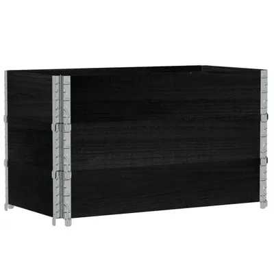 Produktbild von vidaXL Paletten-Aufsatzrahmen 3 Stk. Schwarz 100x50 Massivholz Kiefer