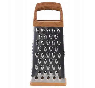 Produktbild von Vierkantreibe aus Edelstahl 24 cm – Multifunktions-Küchenreibe mit 4 Seiten, Gemüsereibe & Käsereibe mit Antirutsch-Boden, Ergonomischer Griff, Silber