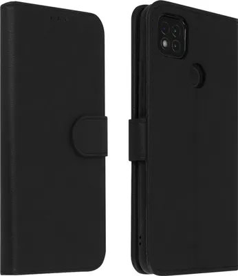 Produktbild von Avizar, Flip Cover Geldbörse, Klappetui Kunstleder für Xiaomi Redmi 9C, Schwarz