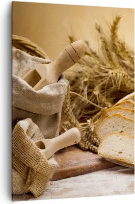 Produktbild von Bild auf Leinwand - Leinwandbild - Einteilig - Brot Essen Holz - 70x100cm - Wand Bild - Wanddeko - Wandbilder - Leinwanddruck - Kunstdruck - Wanddekoration - Leinwand bilder - Wandbild - PA70x100-2398