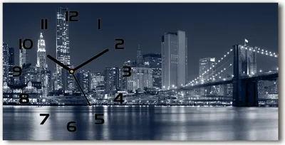 Produktbild von Wanduhr aus Glas – 60x30 cm - Glasbild - Glasuhr - Gehärtetes Glas - schwarze-zeiger - Manhattan New York