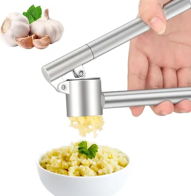 Produktbild von Knoblauchpresse, Knoblauchzerkleinerer, Professionelle Knoblauchpresse aus Edelstahl, Knoblauchzerkleinerer, Leicht zu bedienen, Leicht zu reinigen und langlebig