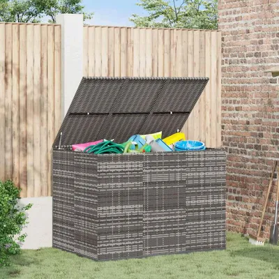 Produktbild von vidaXL Garten-Kissenbox PE Rattan 145x100x103 cm Grau