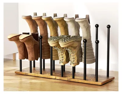 Produktbild von Schuhregal für 8 Paar Schuhe, platzsparend, Holz-Basis, klein, schwarz