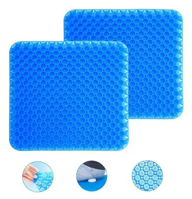 Immagine prodotto di Set da 2 cuscini ortopedici in gel memory, cuscini ergonomici per alleviare la pressione su sedie da ufficio e sedie a rotelle, blu - C2OMFORTKA