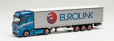 Sattelzug-Modell mit Planen, Miniatur, Kunststoff, mehrfarbig