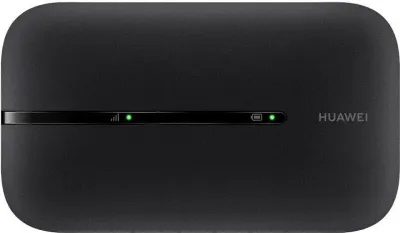 A black Huawei mobile hotspot device is shown from the front.