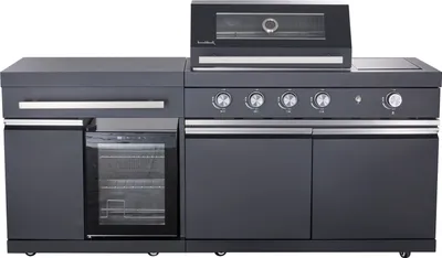 Produktbild von BUSCHBECK Outdoorküche Newcastle schwarz, B199 x T58 x H120 cm, beschichtetes Aluminium