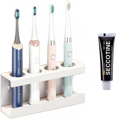 Obrázek produktu pro Držák na zubní kartáčky – sada 6 kusů – 6 x 3,5 x 9 cm – silikon – bez nutnosti vrtání