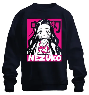Productafbeelding van Nezuko Demon Slayer Anime Otaku, schattig kimono, roze, cadeau, manga, uni sweatshirt, marineblauw, maat S