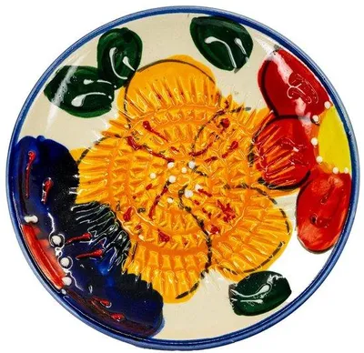 Produktbild von Handgemalte keramische Schleifertasche mit Blumenmuster, 12 cm, handwerklich gefertigt in Spanien