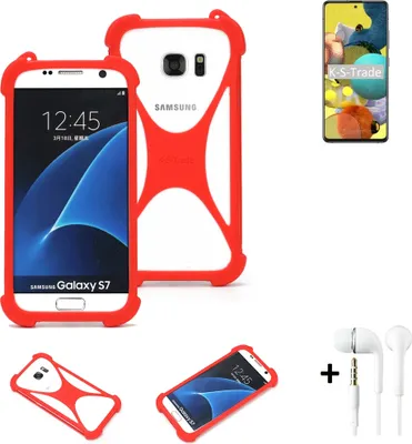 Produktbild von Handy-hülle + Kopfhörer kompatibel mit Samsung Galaxy A51 5G Schutz-hülle Bumper Silikon Schutz Hülle Cover Case Silikoncase Silikonbumper TPU