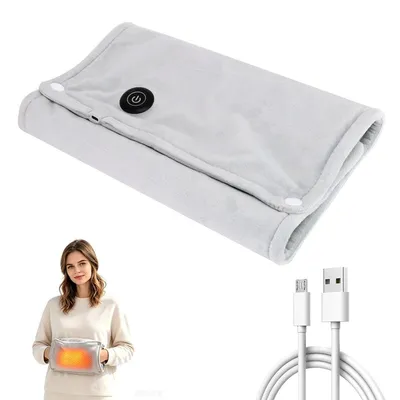 Produktbild von USB-Heizmatte 5 V, elektrische faltbare Wärmedecke, 3 Temperaturstufen, waschbarer Stoff, für Rücken, Schultern und Bauch, für Damen und Herren